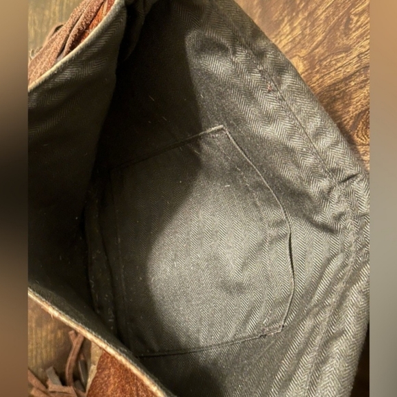 LV Leather Fringe Boho Cow Shoulder Bag Purse - Picture 4 of 4